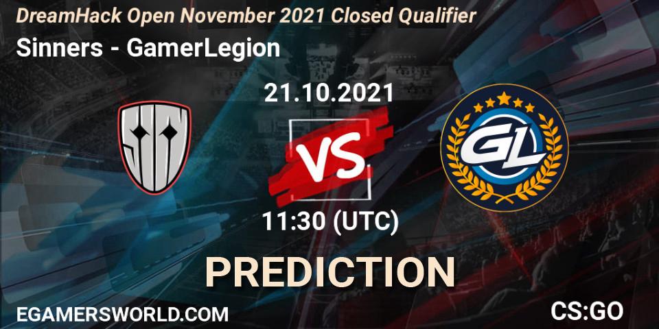 Sinners vs GamerLegion: Match Prediction. 21.10.2021 at 11:30, Counter-Strike (CS2), DreamHack Open November 2021 Closed Qualifier
