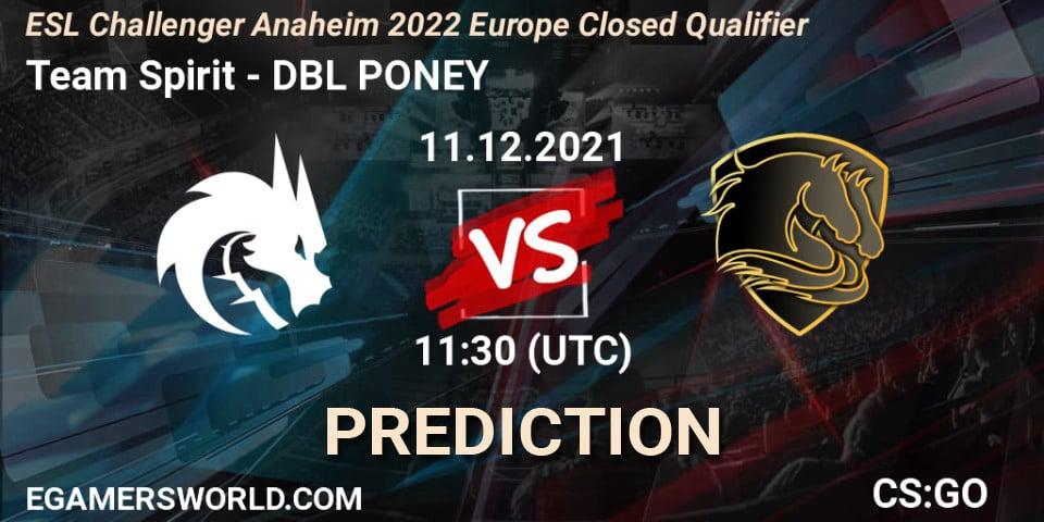 Team Spirit vs DBL PONEY: Match Prediction. 11.12.2021 at 11:30, Counter-Strike (CS2), ESL Challenger Anaheim 2022 Europe Closed Qualifier