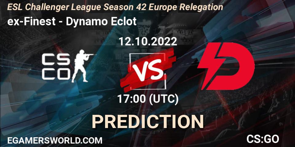 ex-Finest vs Dynamo Eclot: Match Prediction. 12.10.2022 at 19:00, Counter-Strike (CS2), ESL Challenger League Season 42 Europe Relegation