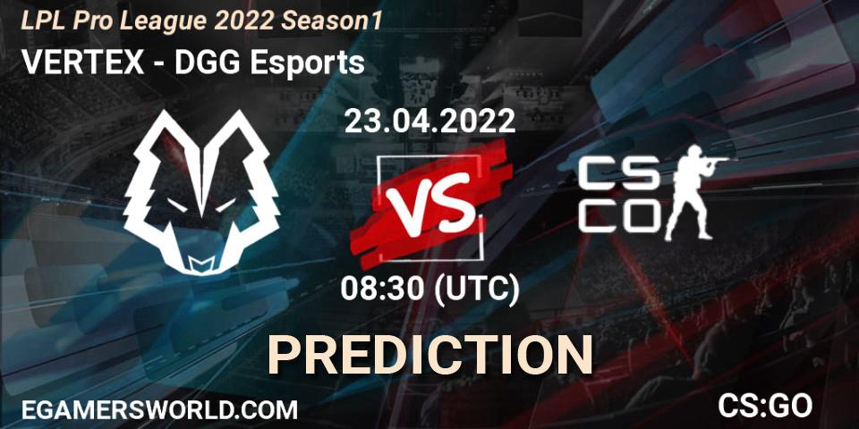 VERTEX vs DGG Esports: Match Prediction. 02.05.2022 at 08:30, Counter-Strike (CS2), LPL Pro League 2022 Season 1