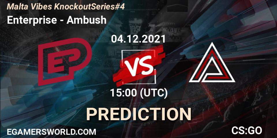 Enterprise vs Ambush: Match Prediction. 04.12.2021 at 15:00, Counter-Strike (CS2), Malta Vibes Knockout Series #4