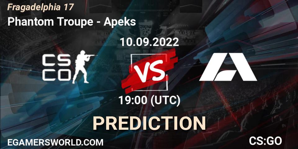 Phantom Troupe vs Apeks: Match Prediction. 10.09.22, CS2 (CS:GO), Fragadelphia 17