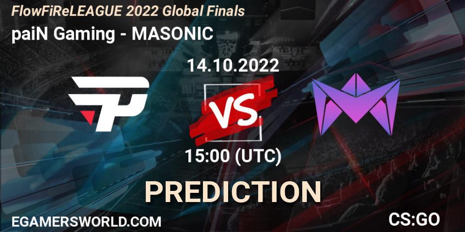 paiN Gaming vs MASONIC: Match Prediction. 14.10.2022 at 15:00, Counter-Strike (CS2), FlowFiReLEAGUE 2022 Global Finals