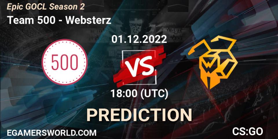 Team 500 vs Websterz: Match Prediction. 01.12.22, CS2 (CS:GO), Epic GOCL Season 2