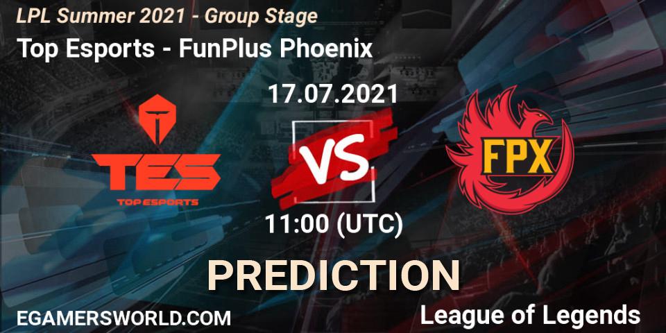 Top Esports vs FunPlus Phoenix: Match Prediction. 17.07.21, LoL, LPL Summer 2021 - Group Stage