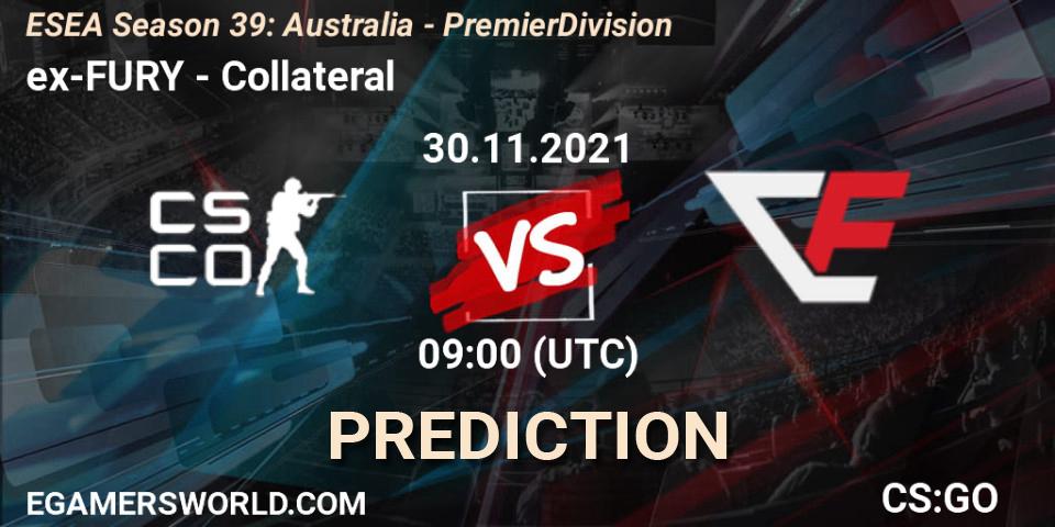 ex-FURY vs Collateral: Match Prediction. 30.11.2021 at 09:00, Counter-Strike (CS2), ESEA Season 39: Australia - Premier Division