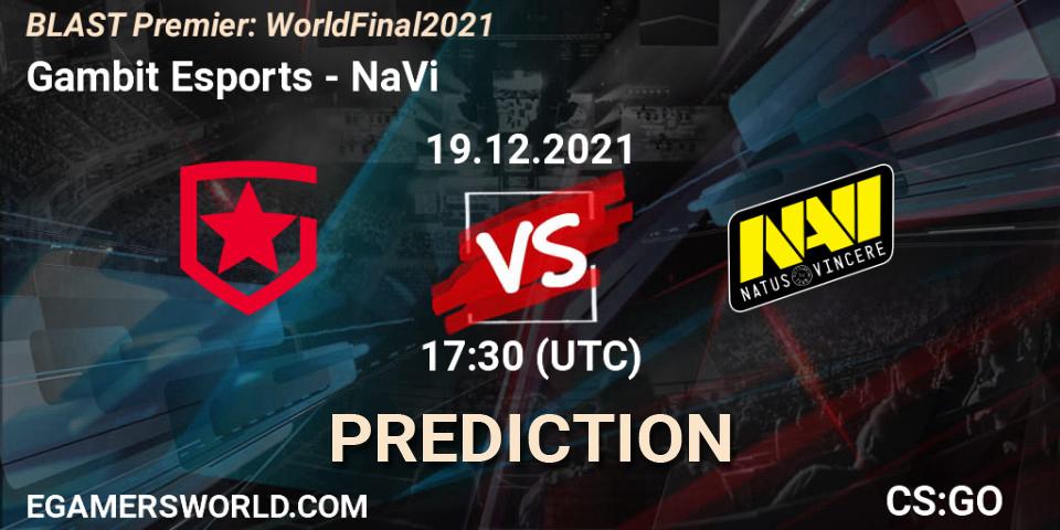 Gambit Esports vs NaVi: Match Prediction. 19.12.21, CS2 (CS:GO), BLAST Premier: World Final 2021