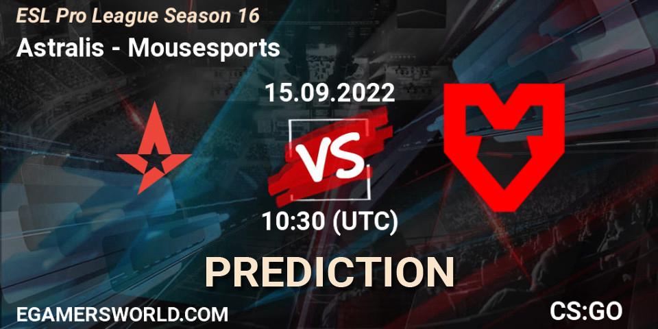 Astralis vs MOUZ: Match Prediction. 15.09.22, CS2 (CS:GO), ESL Pro League Season 16