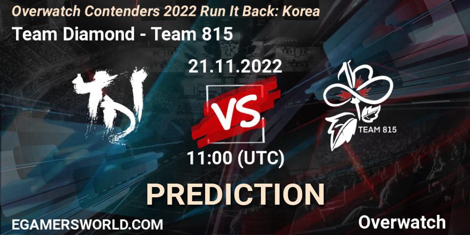 Team Diamond vs Team 815: Match Prediction. 21.11.2022 at 11:30, Overwatch, Overwatch Contenders 2022 Run It Back: Korea