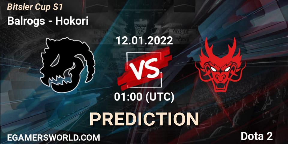 Balrogs vs Hokori: Match Prediction. 13.01.22, Dota 2, Bitsler Cup S1
