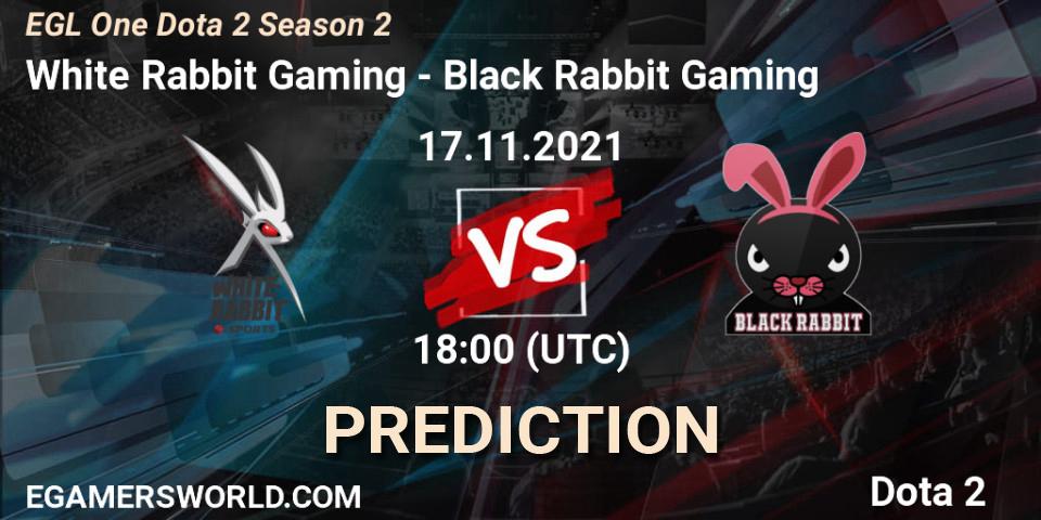 White Rabbit Gaming vs Black Rabbit Gaming: Match Prediction. 21.11.2021 at 18:06, Dota 2, EGL One Dota 2 Season 2