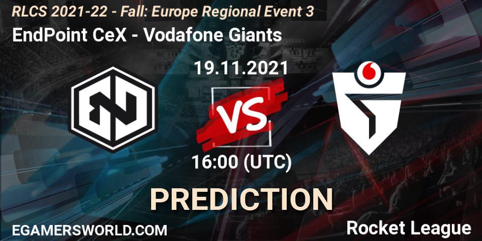 EndPoint CeX vs Vodafone Giants: Match Prediction. 19.11.2021 at 16:00, Rocket League, RLCS 2021-22 - Fall: Europe Regional Event 3