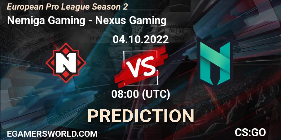 Nemiga Gaming vs Nexus Gaming: Match Prediction. 04.10.2022 at 08:00, Counter-Strike (CS2), European Pro League Season 2