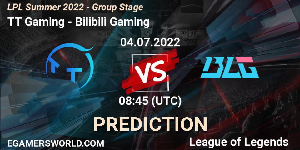 TT Gaming vs Bilibili Gaming: Match Prediction. 04.07.22, LoL, LPL Summer 2022 - Group Stage