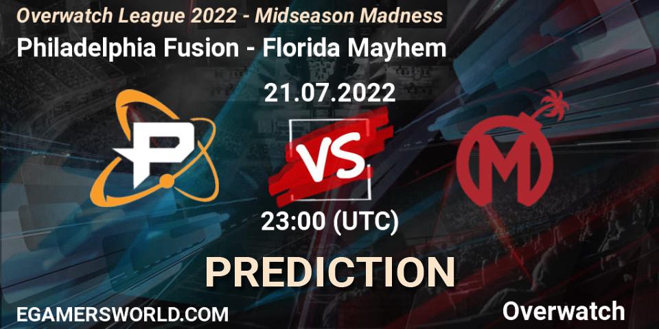 Philadelphia Fusion vs Florida Mayhem: Match Prediction. 22.07.2022 at 00:45, Overwatch, Overwatch League 2022 - Midseason Madness