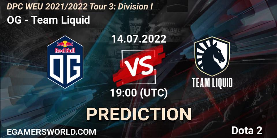OG vs Team Liquid: Match Prediction. 14.07.2022 at 20:35, Dota 2, DPC WEU 2021/2022 Tour 3: Division I