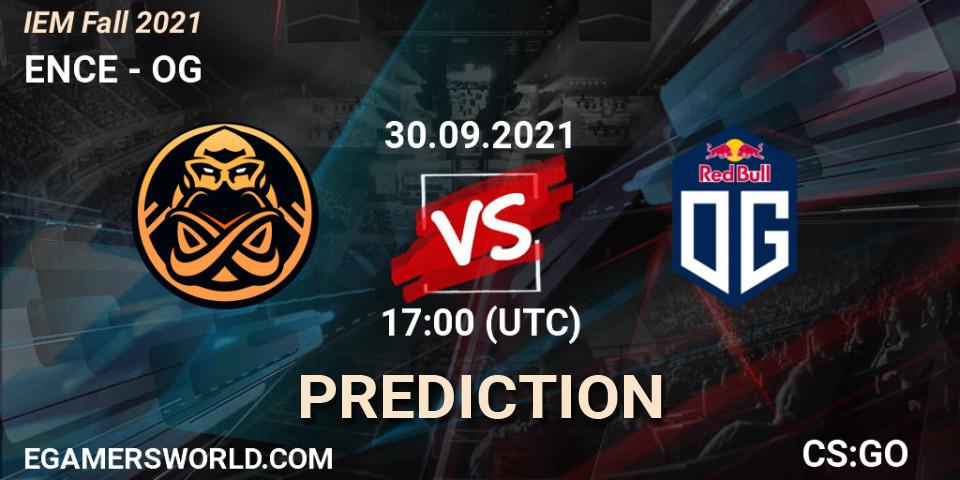 ENCE vs OG: Match Prediction. 30.09.2021 at 17:00, Counter-Strike (CS2), IEM Fall 2021: Europe RMR