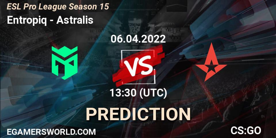 Entropiq vs Astralis: Match Prediction. 06.04.2022 at 13:30, Counter-Strike (CS2), ESL Pro League Season 15