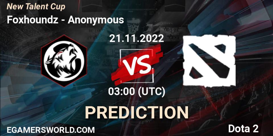 Foxhoundz vs Anonymous: Match Prediction. 21.11.2022 at 03:00, Dota 2, New Talent Cup