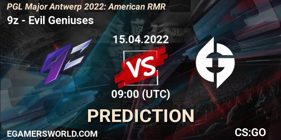 9z vs Evil Geniuses: Match Prediction. 15.04.22, CS2 (CS:GO), PGL Major Antwerp 2022: American RMR