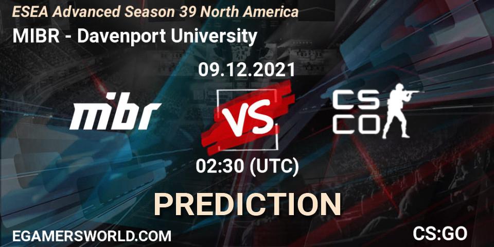 MIBR vs Davenport University: Match Prediction. 09.12.2021 at 02:30, Counter-Strike (CS2), ESEA Advanced Season 39 North America