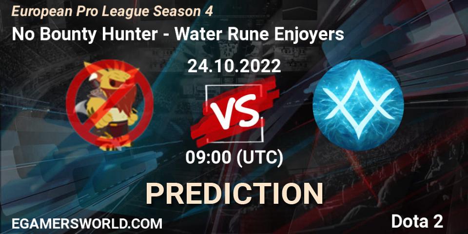 No Bounty Hunter vs Water Rune Enjoyers: Match Prediction. 24.10.2022 at 09:39, Dota 2, European Pro League Season 4
