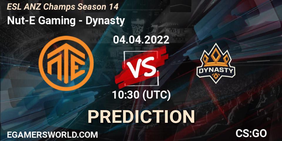 Nut-E Gaming vs Dynasty: Match Prediction. 04.04.22, CS2 (CS:GO), ESL ANZ Champs Season 14