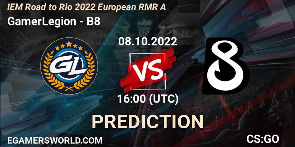 GamerLegion vs B8: Match Prediction. 08.10.22, CS2 (CS:GO), IEM Road to Rio 2022 European RMR A