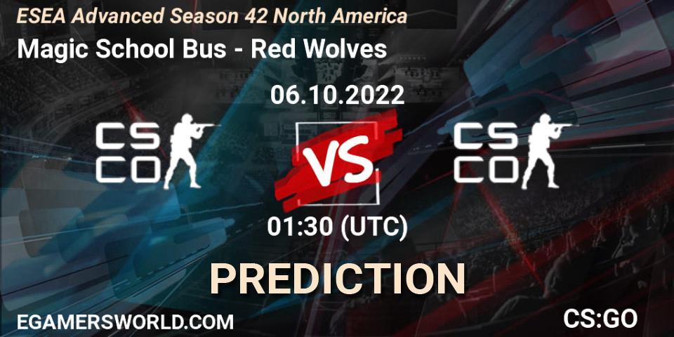 Magic School Bus vs Red Wolves: Match Prediction. 06.10.2022 at 01:00, Counter-Strike (CS2), ESEA Advanced Season 42 North America