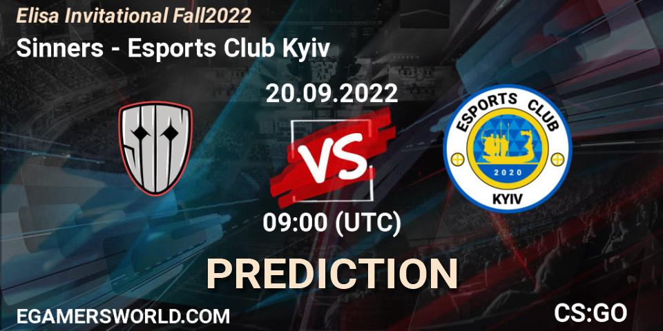 Sinners vs Esports Club Kyiv: Match Prediction. 20.09.2022 at 09:00, Counter-Strike (CS2), Elisa Invitational Fall 2022