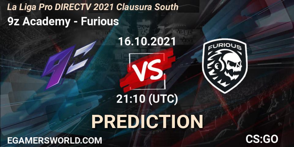 9z Academy vs Furious: Match Prediction. 16.10.2021 at 21:10, Counter-Strike (CS2), La Liga Season 4: Sur Pro Division - Clausura