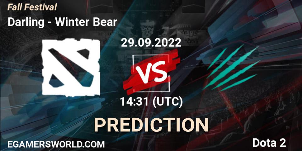 Darling vs Winter Bear: Match Prediction. 29.09.2022 at 14:31, Dota 2, Fall Festival
