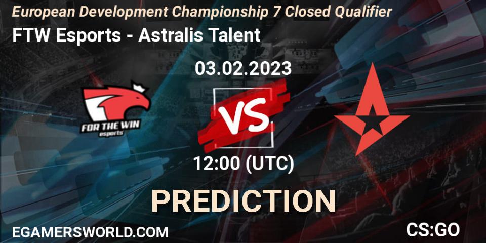 FTW Esports vs Astralis Talent: Match Prediction. 03.02.23, CS2 (CS:GO), European Development Championship 7 Closed Qualifier