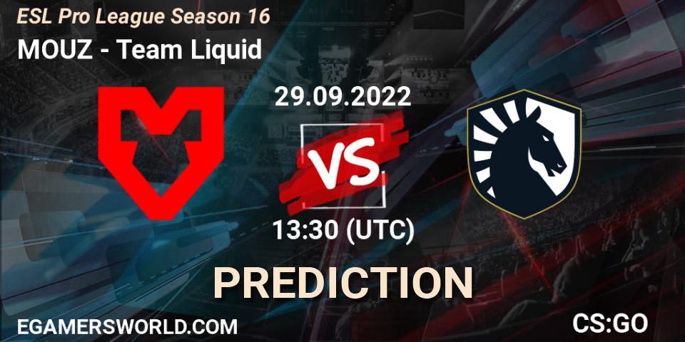 MOUZ vs Team Liquid: Match Prediction. 29.09.22, CS2 (CS:GO), ESL Pro League Season 16