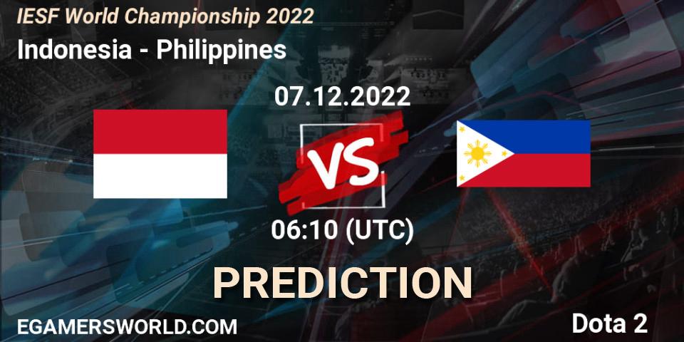 Indonesia vs Philippines: Match Prediction. 07.12.22, Dota 2, IESF World Championship 2022 