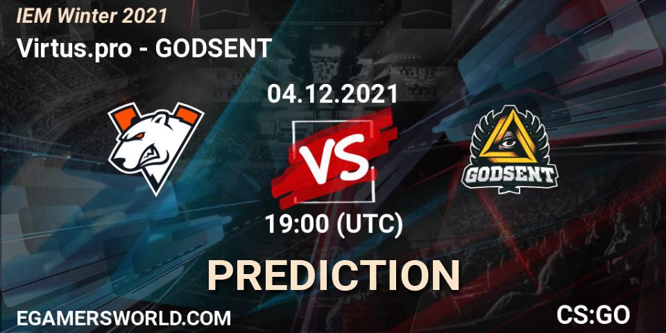 Virtus.pro vs GODSENT: Match Prediction. 04.12.2021 at 19:35, Counter-Strike (CS2), IEM Winter 2021