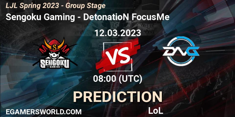 Sengoku Gaming vs DetonatioN FocusMe: Match Prediction. 12.03.23, LoL, LJL Spring 2023 - Group Stage