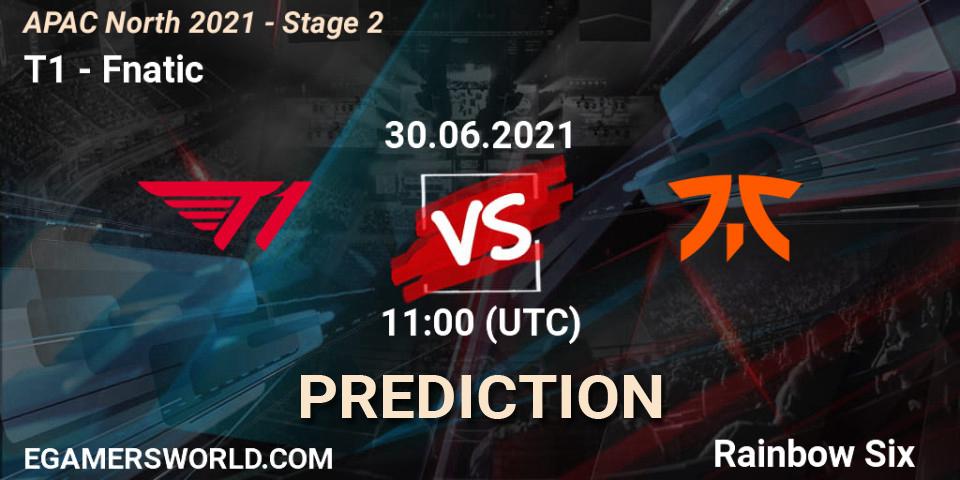 T1 vs Fnatic: Match Prediction. 30.06.2021 at 11:00, Rainbow Six, APAC North 2021 - Stage 2