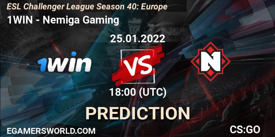 1WIN vs Nemiga Gaming: Match Prediction. 25.01.2022 at 18:00, Counter-Strike (CS2), ESL Challenger League Season 40: Europe