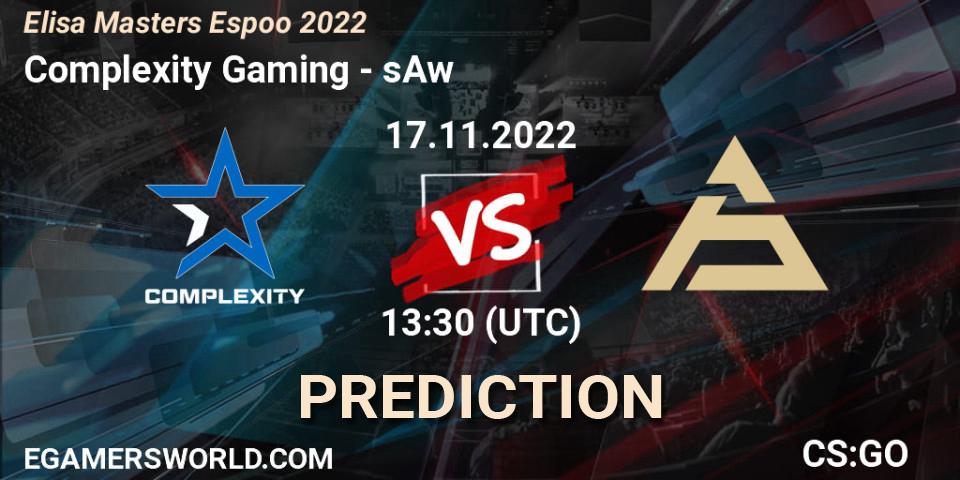 Complexity Gaming vs sAw: Match Prediction. 17.11.22, CS2 (CS:GO), Elisa Masters Espoo 2022