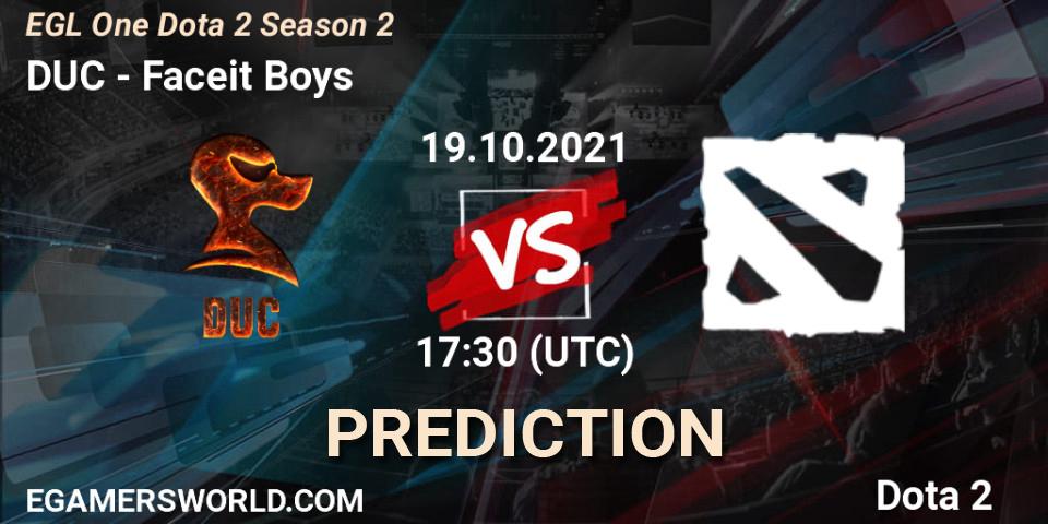DUC vs Faceit Boys: Match Prediction. 19.10.2021 at 17:33, Dota 2, EGL One Dota 2 Season 2