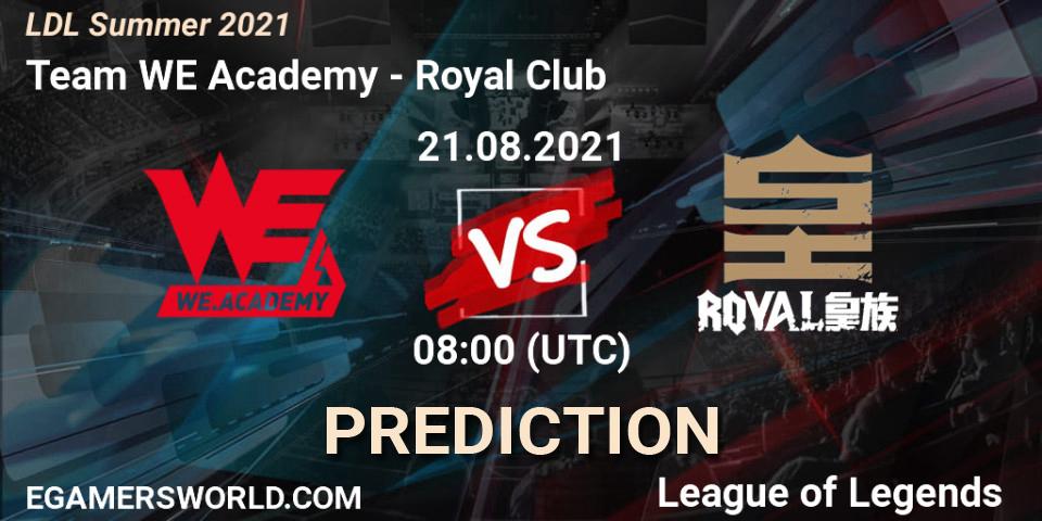 Team WE Academy vs Royal Club: Match Prediction. 21.08.2021 at 08:20, LoL, LDL Summer 2021