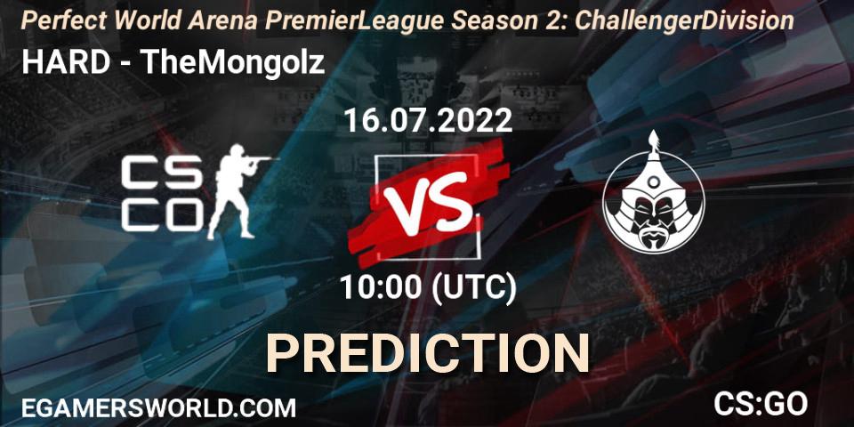HARD vs TheMongolz: Match Prediction. 16.07.22, CS2 (CS:GO), Perfect World Arena Premier League Season 2: Challenger Division