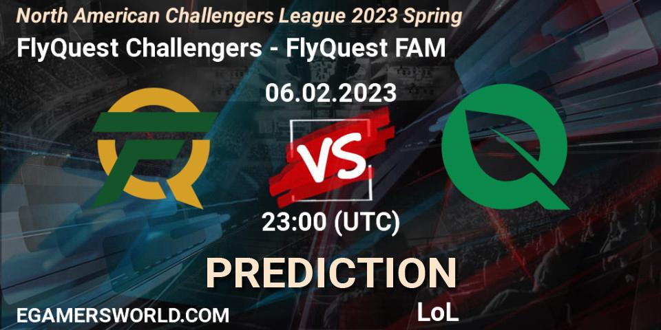 FlyQuest Challengers vs FlyQuest FAM: Match Prediction. 06.02.2023 at 23:00, LoL, NACL 2023 Spring - Group Stage