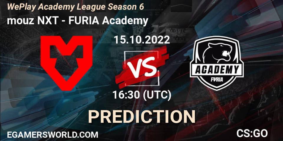 mouz NXT vs FURIA Academy: Match Prediction. 17.10.2022 at 19:15, Counter-Strike (CS2), WePlay Academy League Season 6