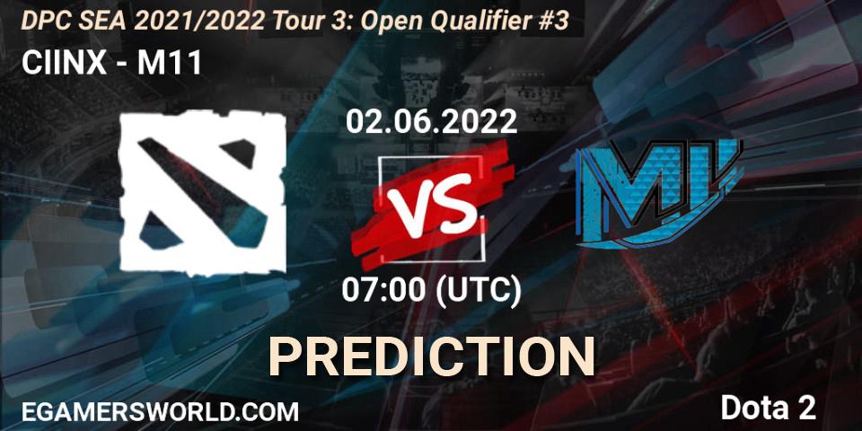 CIINX vs M11: Match Prediction. 02.06.2022 at 07:00, Dota 2, DPC SEA 2021/2022 Tour 3: Open Qualifier #3