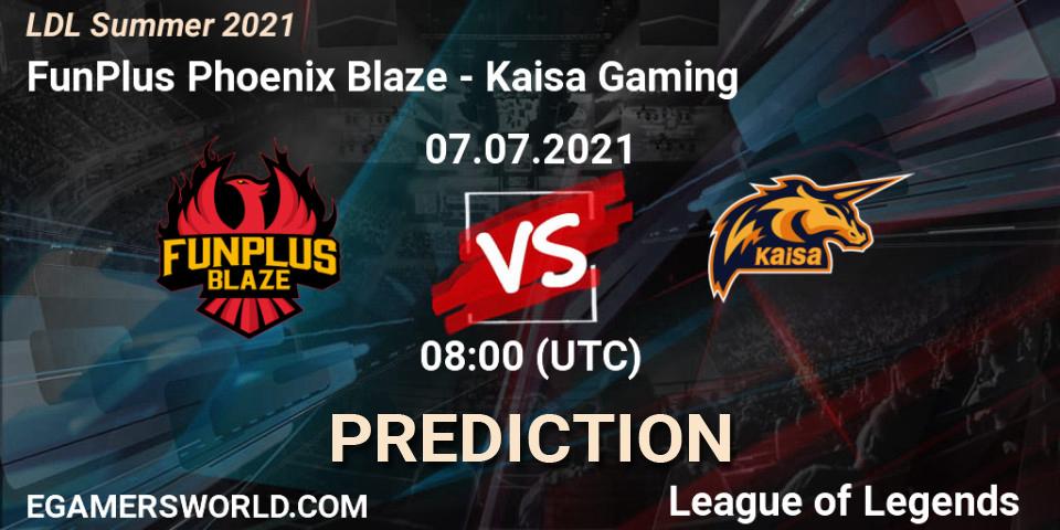 FunPlus Phoenix Blaze vs Kaisa Gaming: Match Prediction. 07.07.2021 at 09:00, LoL, LDL Summer 2021