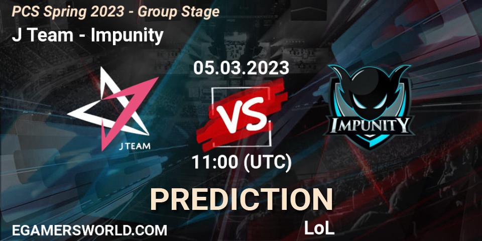 J Team vs Impunity: Match Prediction. 17.02.2023 at 13:05, LoL, PCS Spring 2023 - Group Stage