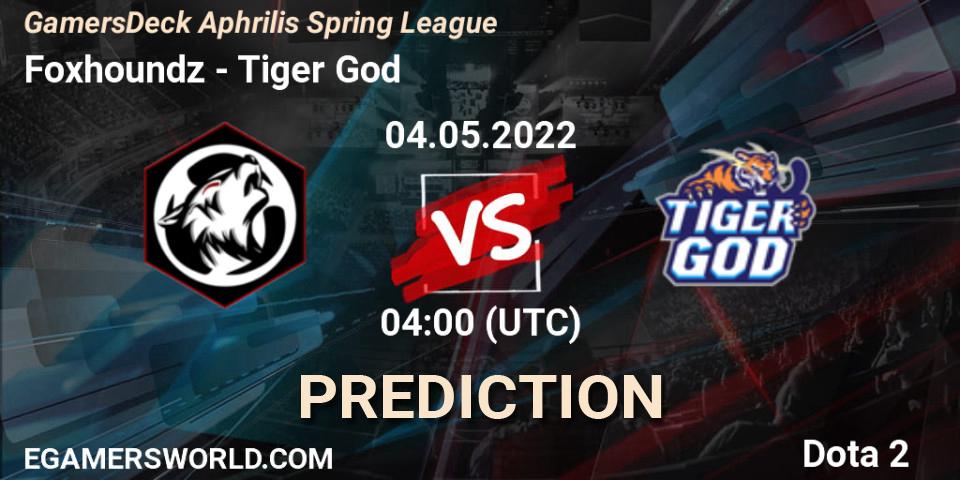 Foxhoundz vs Tiger God: Match Prediction. 04.05.2022 at 04:00, Dota 2, GamersDeck Aphrilis Spring League