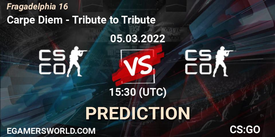 Carpe Diem vs Tribute to Tribute: Match Prediction. 05.03.2022 at 15:55, Counter-Strike (CS2), Fragadelphia 16